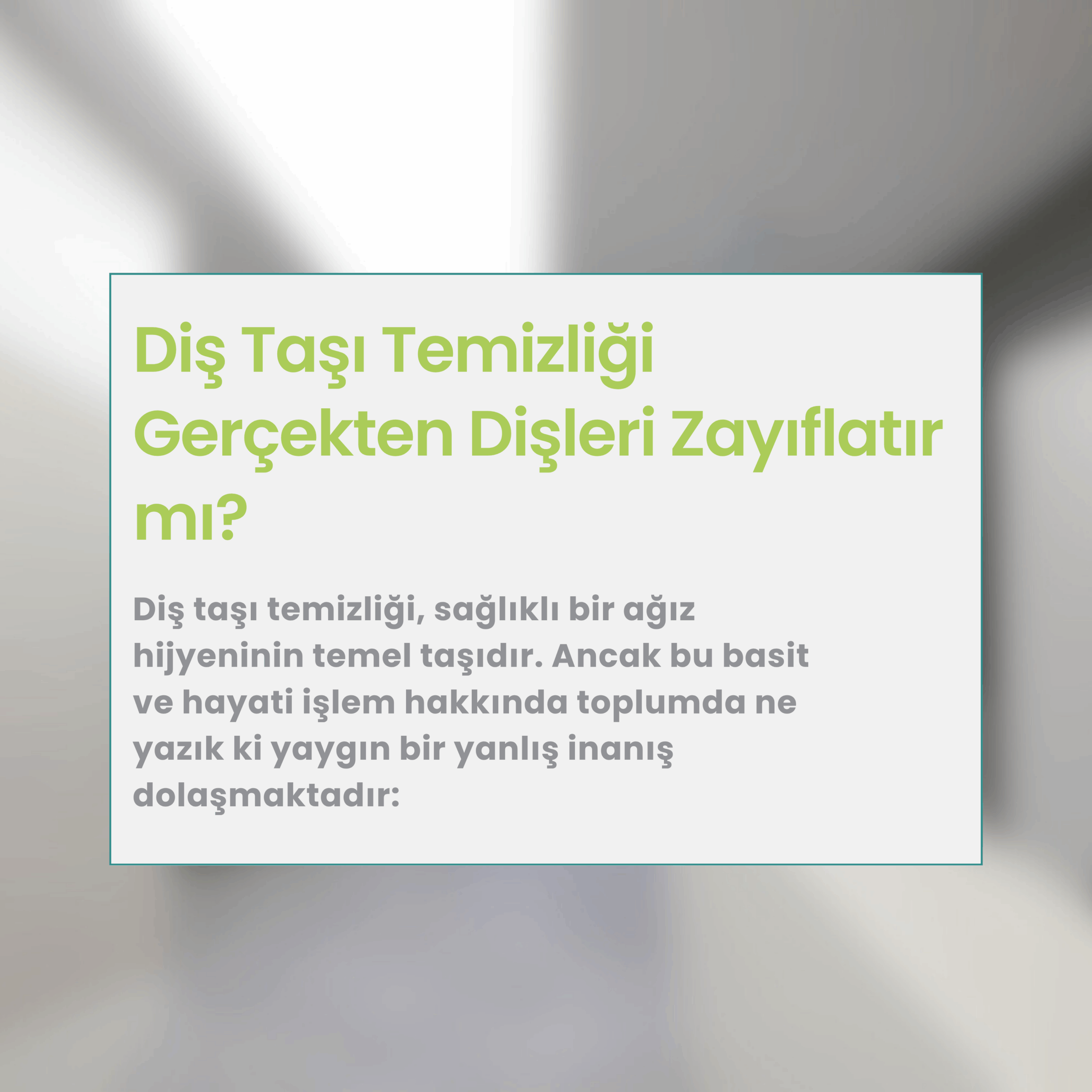 Diş taşı temizliği, sağlıklı bir ağız hijyeninin temel taşıdır. Ancak bu basit ve hayati işlem hakkında toplumda ne yazık ki yaygın bir yanlış inanış dolaşmaktadır: